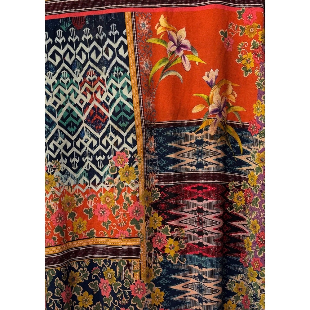 Johnny Was Los Angeles Patchwork Floral Tribal Print T-Shirt XL Multicolor Boho - Picture 4 of 5